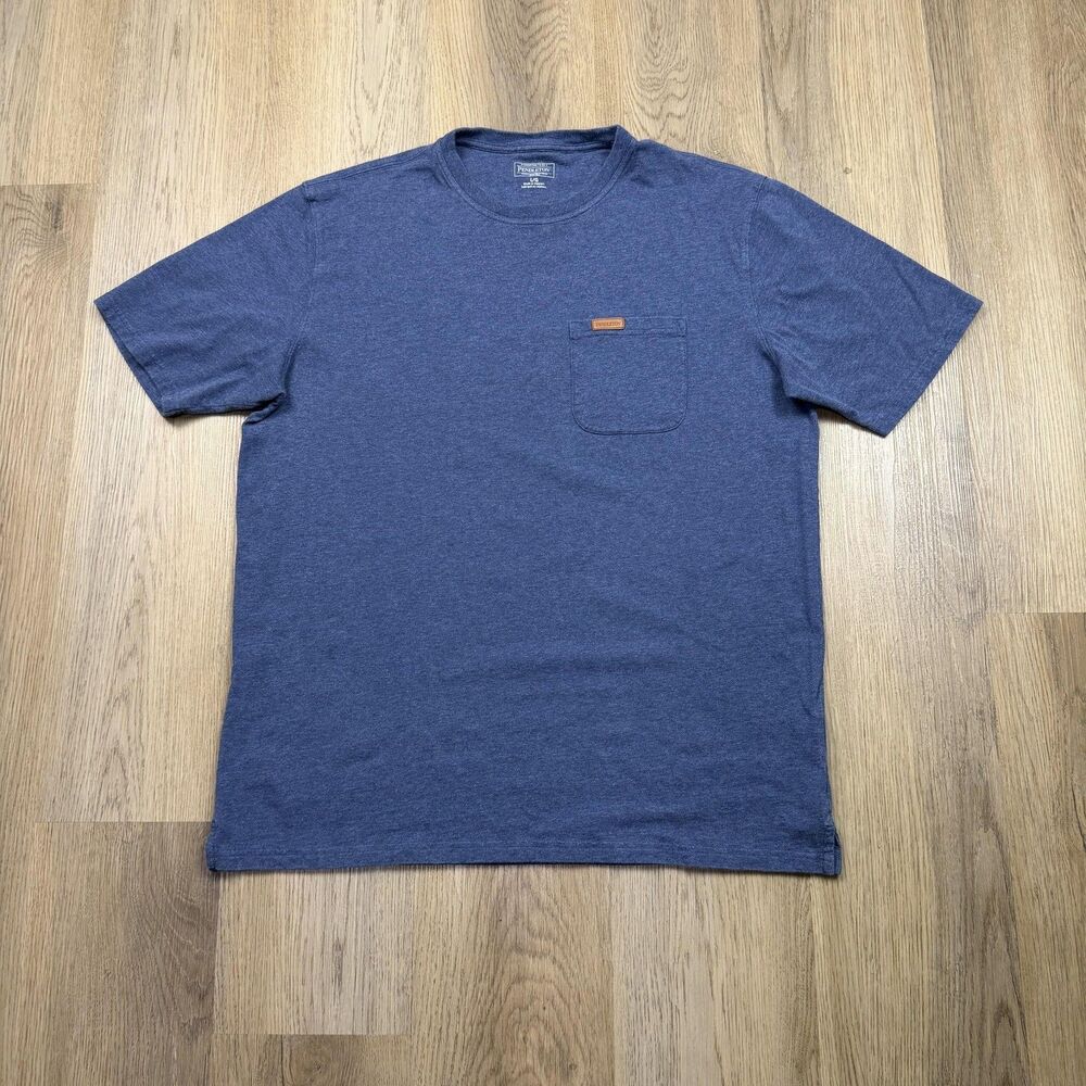 Pendleton Shirt Mens Large Blue Heather Pocket Crewneck Jersey Tee Logo Casual